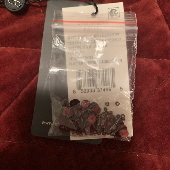 Adrianna Papell Flutter Sleeve Beaded Gown Burgundy - Picture 9 of 9